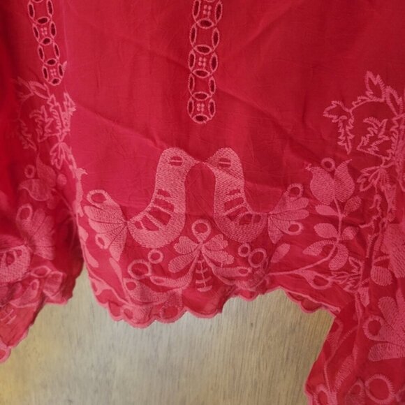 Johnny Was Red Orange Cage Tunic Top Small EUC - Picture 4 of 6